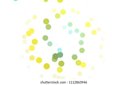 Light Blue, Green vector pattern with colored spheres. Geometric sample of repeating circles on white background in halftone style.