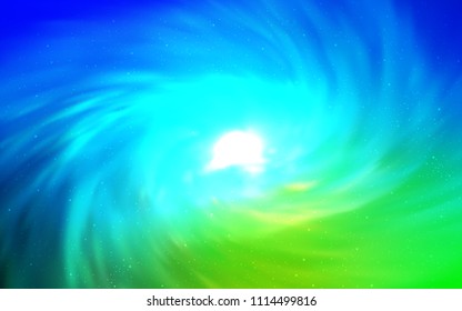 Light Blue, Green vector pattern with night sky stars. Shining illustration with sky stars on abstract template. Pattern for futuristic ad, booklets.