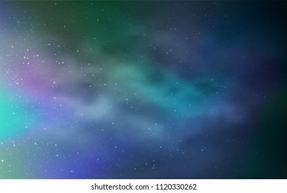 Light Blue, Green vector pattern with night sky stars. Glitter abstract illustration with colorful cosmic stars. Pattern for astrology websites.