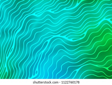 Light Blue, Green vector pattern with bent ribbons. A sample with blurred bubble shapes. A new texture for your  ad, booklets, leaflets.