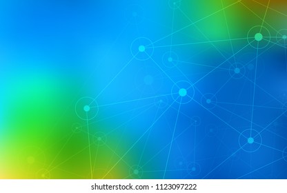 Light Blue, Green vector pattern with spheres, triangles. Colorful illustration with circles and lines in futuristic style. Pattern can be used for futuristic ad, booklets.