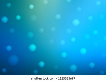 Light Blue, Green vector pattern with spheres. Glitter abstract illustration with blurred drops of rain. Pattern can be used as texture of water, rain drops.
