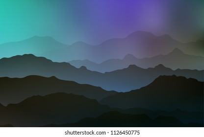 Light Blue, Green vector pattern with lines, ovals. Geometric illustration in mountain style with gradient.  Textured wave pattern for backgrounds.