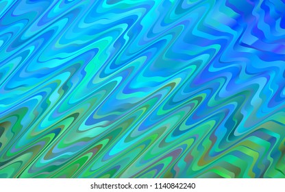 Light Blue, Green vector pattern with bent ribbons. Colorful abstract illustration with gradient lines. The template for cell phone backgrounds.