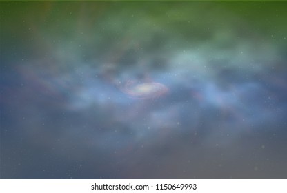 Light Blue, Green vector pattern with night sky stars. Shining colored illustration with bright astronomical stars. Pattern for astronomy websites.