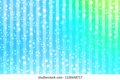 Light Blue, Green vector pattern with football balls. Shining illustration with soccer balls on a colorful backdrop. Pattern for promotion of soccer games.