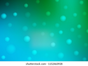 Light Blue, Green vector pattern with spheres. Blurred decorative design in abstract style with bubbles. The pattern can be used for aqua ad, booklets.