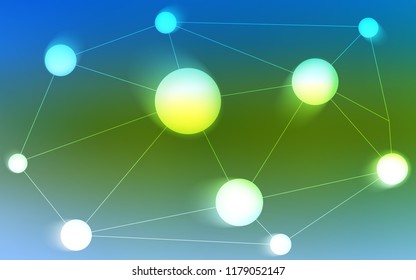 Light Blue, Green vector pattern with spheres, triangles. Colorful illustration with circles and lines in futuristic style. Pattern can be used for futuristic ad, booklets.