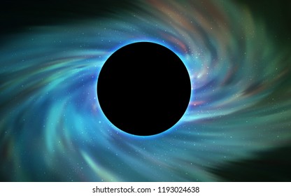 Light Blue, Green vector pattern with a black hole, stars. Illustration with colorful milky way stars and a black hole. Black Friday design for ads, commercials.
