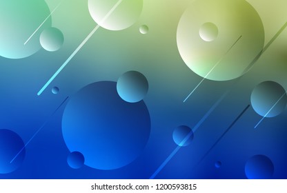 Light Blue, Green vector pattern with spheres. Glitter abstract illustration with blurred drops of rain. Pattern can be used as texture of wallpapers.