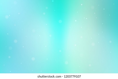 Light Blue, Green vector pattern with spheres. Glitter abstract illustration with blurred drops of rain. Pattern can be used for futuristic ad, booklets.