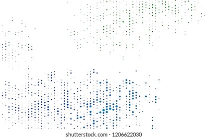 Light Blue, Green vector pattern with spheres. Glitter abstract illustration with blurred drops of rain. Pattern of water, rain drops.