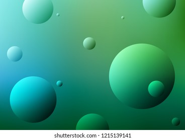 Light Blue, Green vector pattern with spheres. Beautiful colored illustration with blurred circles in nature style. Completely new template for your brand book.