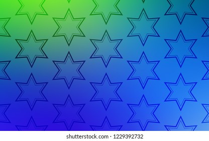 Light Blue, Green vector pattern with christmas stars. Stars on blurred abstract background with gradient. Pattern for wrapping gifts.