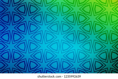 Light Blue, Green vector pattern with christmas stars. Shining colored illustration with stars. Best design for your ad, poster, banner.