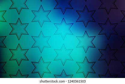 Light Blue, Green vector pattern with christmas stars. Glitter abstract illustration with colored stars. Smart design for your business advert.