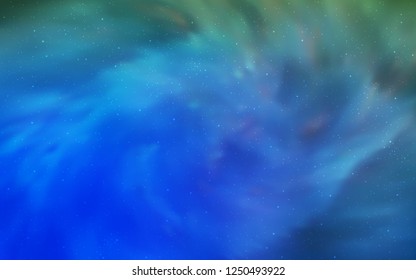 Light Blue, Green vector pattern with night sky stars. Blurred decorative design in simple style with galaxy stars. Pattern for astronomy websites.