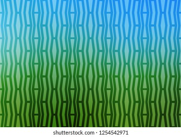Light Blue, Green vector pattern with narrow lines. Glitter abstract illustration with colored sticks. The pattern can be used as ads, poster, banner for commercial.