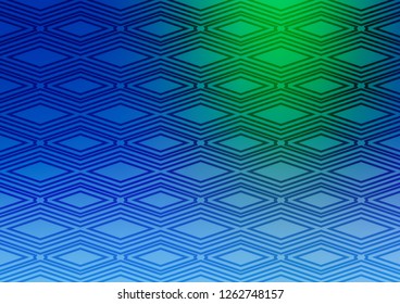 Light Blue, Green vector pattern with lines, rectangles. Colorful lines, squares on abstract background with gradient. Best design for your ad, poster, banner.
