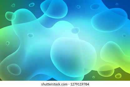 Light Blue, Green vector pattern with liquid shapes. Shining crooked illustration in memphis style. The best blurred design for your business.