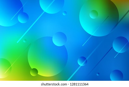 Light Blue, Green vector pattern with spheres. Abstract illustration with colored bubbles in nature style. Completely new template for your brand book.