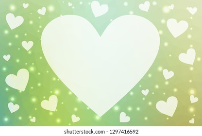 Light Blue, Green vector  pattern with colorful hearts. Illustration with hearts in love concept for valentine's day. Design for your business advert of anniversary.