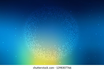 Light Blue, Green vector pattern with night sky stars. Shining illustration with sky stars on abstract template. Pattern for astronomy websites.