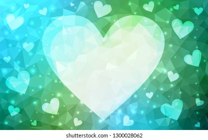 Light Blue, Green vector  pattern with colorful hearts. Illustration with hearts in love concept for valentine's day. Pattern for valentine's ad, booklets.