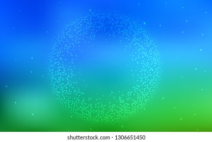 Light Blue, Green vector pattern with night sky stars. Blurred decorative design in simple style with galaxy stars. Pattern for astronomy websites.