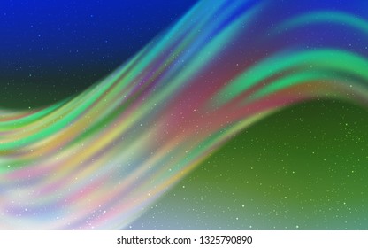 Light Blue, Green vector pattern with night sky stars. Shining colored illustration with bright astronomical stars. Pattern for futuristic ad, booklets.