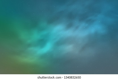 Light Blue, Green vector pattern with night sky stars. Blurred decorative design in simple style with galaxy stars. Pattern for astrology websites.