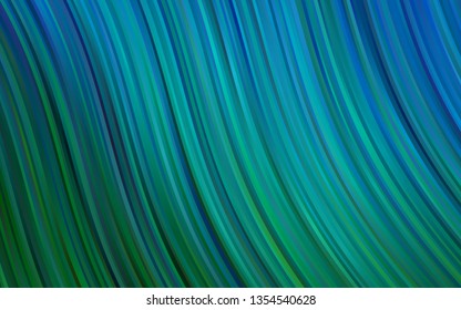 Light Blue, Green vector pattern with lines, ovals. Creative illustration in halftone marble style with gradient. The best blurred design for your business.