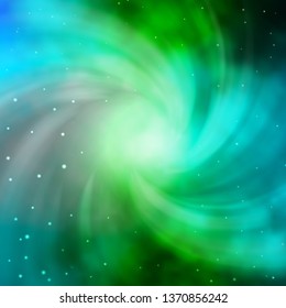 Light Blue, Green vector pattern with abstract stars. Decorative illustration with stars on abstract template. Pattern for new year ad, booklets.