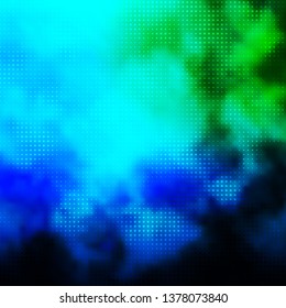 Light Blue, Green vector pattern with circles. Colorful illustration with gradient dots in nature style. Pattern for business ads.