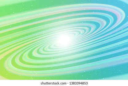 Light Blue, Green vector pattern with night sky stars. Glitter abstract illustration with colorful cosmic stars. Pattern for futuristic ad, booklets.