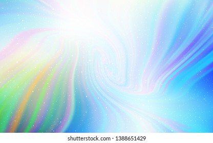 Light Blue, Green vector pattern with night sky stars. Space stars on blurred abstract background with gradient. Pattern for futuristic ad, booklets.
