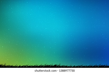 Light Blue, Green vector pattern with night sky stars. Blurred decorative design in simple style with galaxy stars. Pattern for astrology websites.