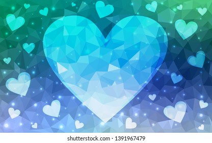 Light Blue, Green vector  pattern with colorful hearts. Illustration with hearts in love concept for valentine's day. Pattern for marriage gifts, congratulations.
