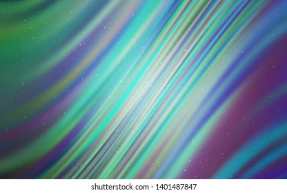 Light Blue, Green vector pattern with night sky stars. Blurred decorative design in simple style with galaxy stars. Template for cosmic backgrounds.