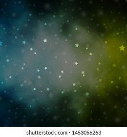 Light Blue, Green vector pattern with abstract stars. Blur decorative design in simple style with stars. Best design for your ad, poster, banner.