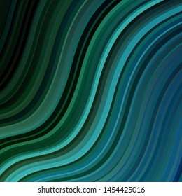 Light Blue, Green vector pattern with curved lines. Colorful geometric sample with gradient curves.  Template for cellphones.