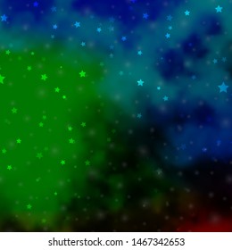 Light Blue, Green vector pattern with abstract stars. Blur decorative design in simple style with stars. Best design for your ad, poster, banner.