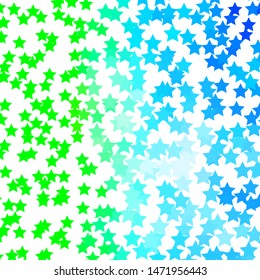 Light Blue, Green vector pattern with abstract stars. Colorful illustration with abstract gradient stars. Theme for cell phones.