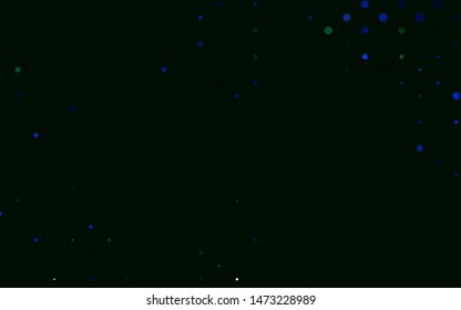 Light Blue, Green vector pattern with spheres. Glitter abstract illustration with blurred drops of rain. Pattern for ads, leaflets.
