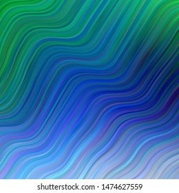 Light Blue, Green vector pattern with wry lines. Illustration in halftone style with gradient curves. Pattern for commercials, ads.