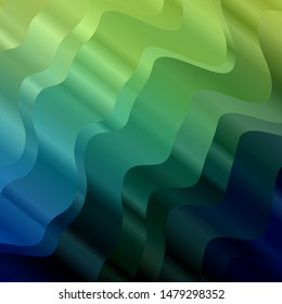 Light Blue, Green vector pattern with lines. Colorful geometric sample with gradient curves.  Best design for your ad, poster, banner.