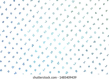 Light Blue, Green vector pattern with ABC symbols. Shining illustration with ABC symbols on abstract template. Pattern for booklets, leaflets of education.