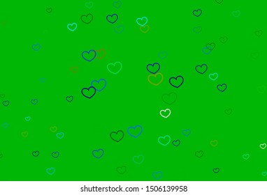 Light Blue, Green vector pattern with colorful hearts. Illustration with hearts in love concept for valentine's day. Pattern for marriage gifts, congratulations.