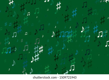 Light Blue, Green vector pattern with music elements. Isolated colorful music keys on abstract background. Template for fasion magazines.