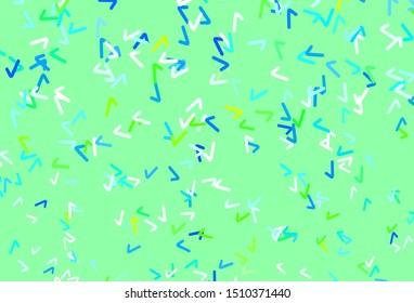 Light Blue, Green vector pattern with bent lines. A circumflex abstract illustration with gradient. The best colorful design for your business.